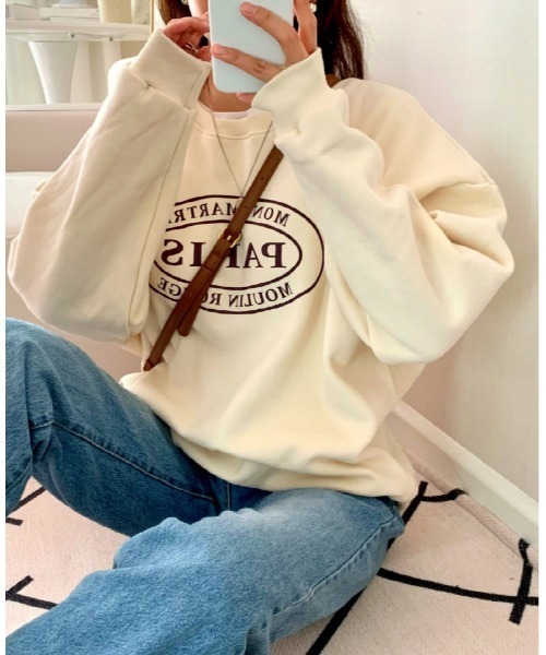 MINS MINIS（ミンスミニス）の「パリスロコプリント裏起毛ルーズスウェット（スウェット・レディース・グレー/チャコール/アイボリー・FREE）」の10枚目の写真