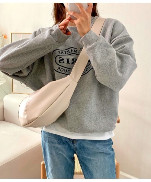 MINS MINIS（ミンスミニス）の「パリスロコプリント裏起毛ルーズスウェット（スウェット・レディース・グレー/チャコール/アイボリー・FREE）」の6枚目の写真