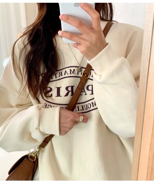 MINS MINIS（ミンスミニス）の「パリスロコプリント裏起毛ルーズスウェット（スウェット・レディース・グレー/チャコール/アイボリー・FREE）」の4枚目の写真