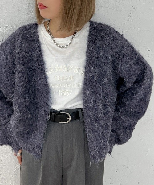 apres jour mignon（アプレジュールミニョン）の「シャギーショートカーディガン【ZOZOTOWN限定アイテム】（カーディガン/ボレロ・レディース・ベージュ/ブルー/パープル/ネイビー・フリー/X-LARGE）」の13枚目の写真