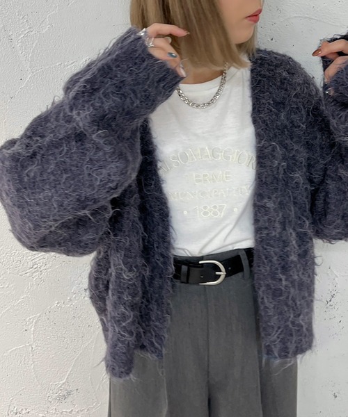 apres jour mignon（アプレジュールミニョン）の「シャギーショートカーディガン【ZOZOTOWN限定アイテム】（カーディガン/ボレロ・レディース・ベージュ/ブルー/パープル/ネイビー・フリー/X-LARGE）」の14枚目の写真