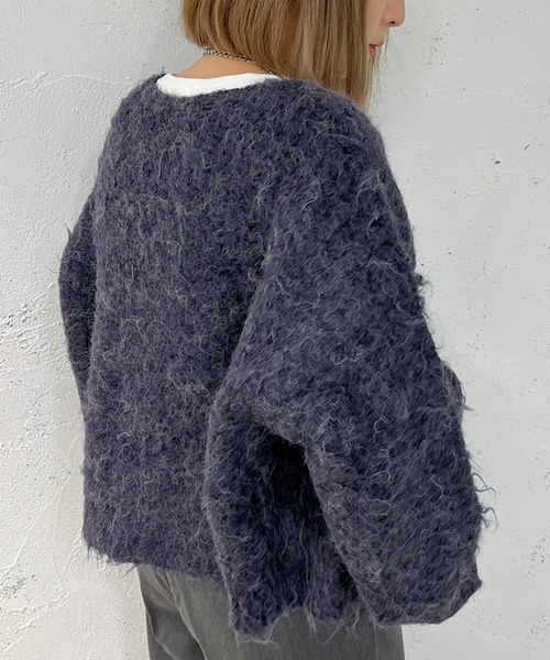 apres jour mignon（アプレジュールミニョン）の「シャギーショートカーディガン【ZOZOTOWN限定アイテム】（カーディガン/ボレロ・レディース・ベージュ/ブルー/パープル/ネイビー・フリー/X-LARGE）」の15枚目の写真