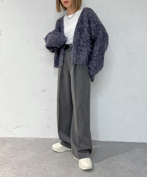 apres jour mignon（アプレジュールミニョン）の「シャギーショートカーディガン【ZOZOTOWN限定アイテム】（カーディガン/ボレロ・レディース・ベージュ/ブルー/パープル/ネイビー・フリー/X-LARGE）」の17枚目の写真