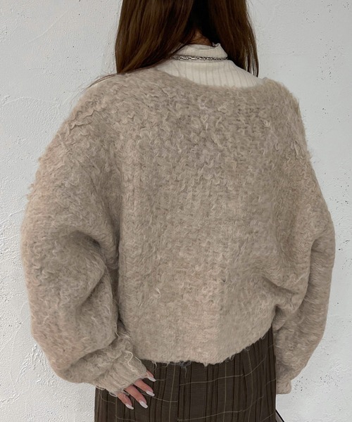 apres jour mignon（アプレジュールミニョン）の「シャギーショートカーディガン【ZOZOTOWN限定アイテム】（カーディガン/ボレロ・レディース・ベージュ/ブルー/パープル/ネイビー・フリー/X-LARGE）」の7枚目の写真
