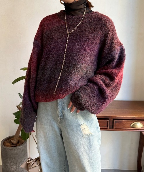 DouDou(ドゥドゥ)の「【WEB限定】 ループグラデーションプルオーバー(ニット/セーター・レディース・ベージュ/ローズ・FREE)」の18枚目の写真