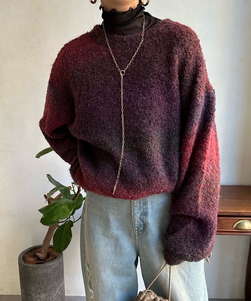 DouDou(ドゥドゥ)の「【WEB限定】 ループグラデーションプルオーバー(ニット/セーター・レディース・ベージュ/ローズ・FREE)」の19枚目の写真