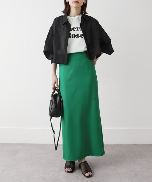 Chillfar（チルファー）の「ハイウエストストレートロングスカート（スカート・レディース・カーキ/ブラック/アイボリー/グレー/オレンジ/ピンク/グリーン/ダークブラウン・LARGE/MEDIUM）」の12枚目の写真