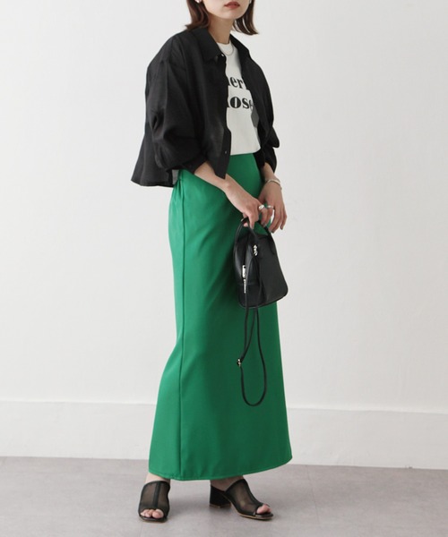 Chillfar（チルファー）の「ハイウエストストレートロングスカート（スカート・レディース・カーキ/ブラック/アイボリー/グレー/オレンジ/ピンク/グリーン/ダークブラウン・LARGE/MEDIUM）」の14枚目の写真