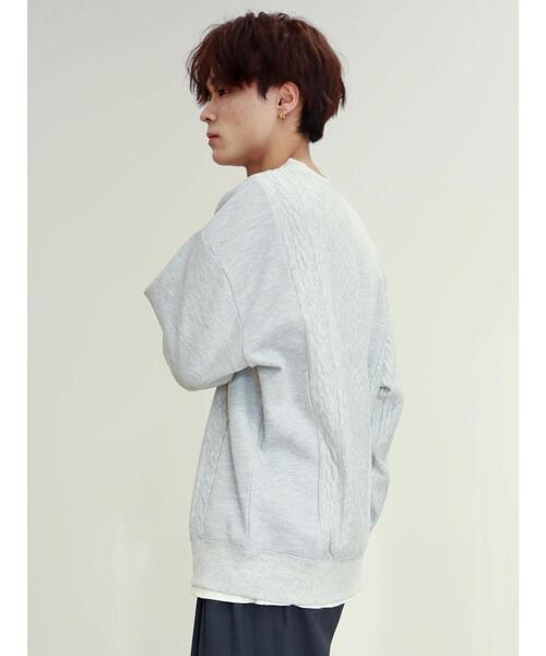 CRAFT STANDARD BOUTIQUE（クラフトスタンダードブティック）の「ケーブル柄JQカット切り替えスウェットB（Tシャツ/カットソー・メンズ・ダークネイビー/ホワイト系その他/グレー系その他・L/LL/M）」の9枚目の写真