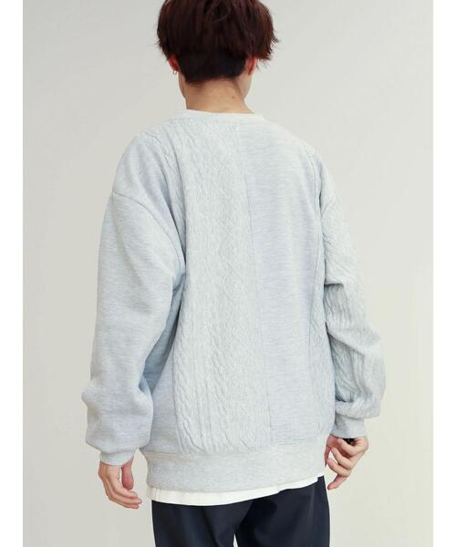 CRAFT STANDARD BOUTIQUE（クラフトスタンダードブティック）の「ケーブル柄JQカット切り替えスウェットB（Tシャツ/カットソー・メンズ・ダークネイビー/ホワイト系その他/グレー系その他・L/LL/M）」の10枚目の写真