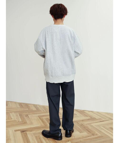 CRAFT STANDARD BOUTIQUE（クラフトスタンダードブティック）の「ケーブル柄JQカット切り替えスウェットB（Tシャツ/カットソー・メンズ・ダークネイビー/ホワイト系その他/グレー系その他・L/LL/M）」の14枚目の写真