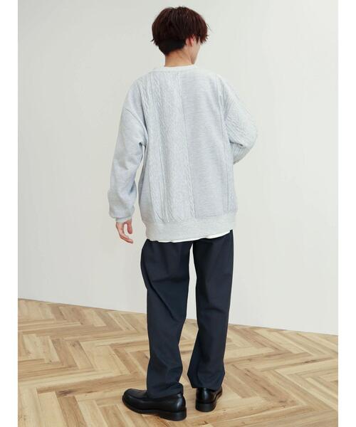 CRAFT STANDARD BOUTIQUE（クラフトスタンダードブティック）の「ケーブル柄JQカット切り替えスウェットB（Tシャツ/カットソー・メンズ・ダークネイビー/ホワイト系その他/グレー系その他・L/LL/M）」の15枚目の写真