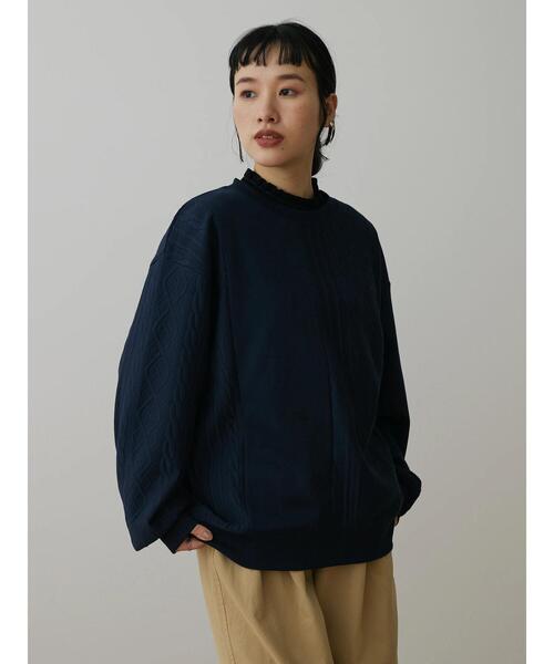 CRAFT STANDARD BOUTIQUE（クラフトスタンダードブティック）の「ケーブル柄JQカット切り替えスウェットB（Tシャツ/カットソー・メンズ・ダークネイビー/ホワイト系その他/グレー系その他・L/LL/M）」の16枚目の写真
