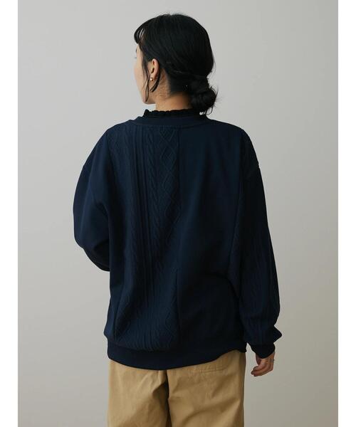 CRAFT STANDARD BOUTIQUE（クラフトスタンダードブティック）の「ケーブル柄JQカット切り替えスウェットB（Tシャツ/カットソー・メンズ・ダークネイビー/ホワイト系その他/グレー系その他・L/LL/M）」の18枚目の写真