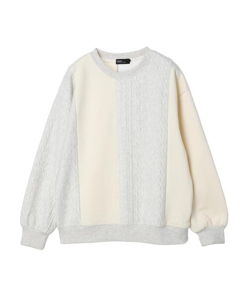 CRAFT STANDARD BOUTIQUE（クラフトスタンダードブティック）の「ケーブル柄JQカット切り替えスウェットB（Tシャツ/カットソー・メンズ・ダークネイビー/ホワイト系その他/グレー系その他・L/LL/M）」の2枚目の写真