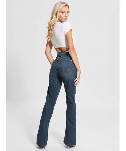 Guess（ゲス）の「Harlow Lace-Up Flare Jeans（デニムパンツ・レディース・インディゴブルー・25inch/26inch/24inch/27inch）」の8枚目の写真