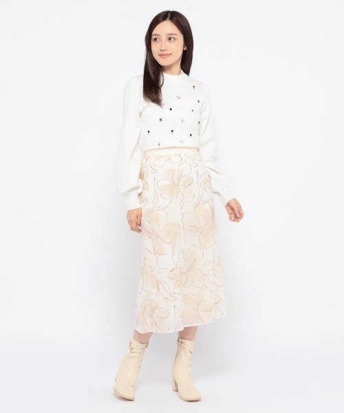 MISCH MASCH（ミッシュマッシュ）の「ビジューストーンハイネックニット（ニット/セーター・レディース・ブラック/ラベンダー/ホワイト・MEDIUM）」の5枚目の写真