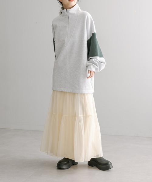 mystic（ミスティック）の「シアーティアードスカート（スカート・レディース・アイボリー/ブラック・FREE）」の4枚目の写真