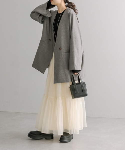 mystic（ミスティック）の「シアーティアードスカート（スカート・レディース・アイボリー/ブラック・FREE）」の5枚目の写真