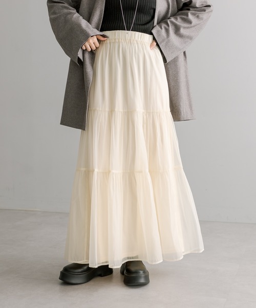 mystic（ミスティック）の「シアーティアードスカート（スカート・レディース・アイボリー/ブラック・FREE）」の10枚目の写真