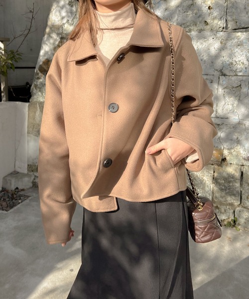 Lamoa（ラモア）の「Lamoa/ショート丈 ジャケット コート（テーラードジャケット・レディース・ブラック/ブラウン・MEDIUM/LARGE）」の3枚目の写真