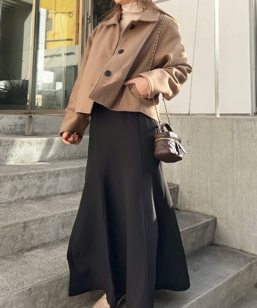 Lamoa（ラモア）の「Lamoa/ショート丈 ジャケット コート（テーラードジャケット・レディース・ブラック/ブラウン・MEDIUM/LARGE）」の4枚目の写真