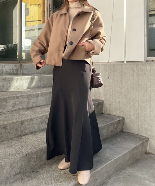 Lamoa（ラモア）の「Lamoa/ショート丈 ジャケット コート（テーラードジャケット・レディース・ブラック/ブラウン・MEDIUM/LARGE）」の5枚目の写真