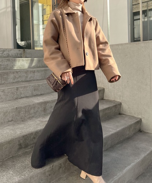 Lamoa（ラモア）の「Lamoa/ショート丈 ジャケット コート（テーラードジャケット・レディース・ブラック/ブラウン・MEDIUM/LARGE）」の6枚目の写真