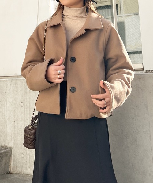 Lamoa（ラモア）の「Lamoa/ショート丈 ジャケット コート（テーラードジャケット・レディース・ブラック/ブラウン・MEDIUM/LARGE）」の7枚目の写真