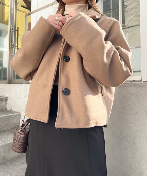 Lamoa（ラモア）の「Lamoa/ショート丈 ジャケット コート（テーラードジャケット・レディース・ブラック/ブラウン・MEDIUM/LARGE）」の8枚目の写真