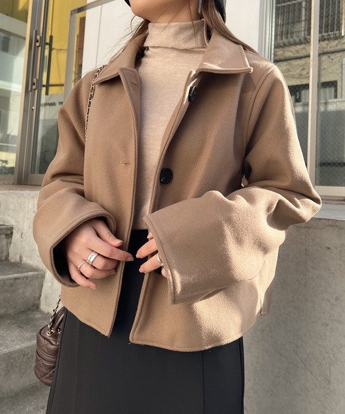 Lamoa（ラモア）の「Lamoa/ショート丈 ジャケット コート（テーラードジャケット・レディース・ブラック/ブラウン・MEDIUM/LARGE）」の10枚目の写真