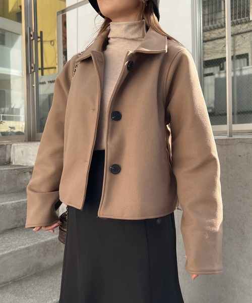 Lamoa（ラモア）の「Lamoa/ショート丈 ジャケット コート（テーラードジャケット・レディース・ブラック/ブラウン・MEDIUM/LARGE）」の12枚目の写真