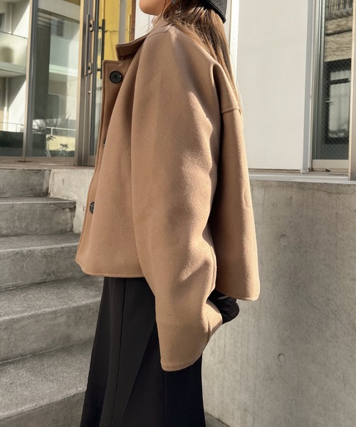 Lamoa（ラモア）の「Lamoa/ショート丈 ジャケット コート（テーラードジャケット・レディース・ブラック/ブラウン・MEDIUM/LARGE）」の13枚目の写真