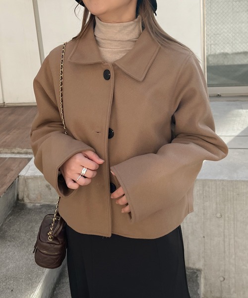 Lamoa（ラモア）の「Lamoa/ショート丈 ジャケット コート（テーラードジャケット・レディース・ブラック/ブラウン・MEDIUM/LARGE）」の19枚目の写真