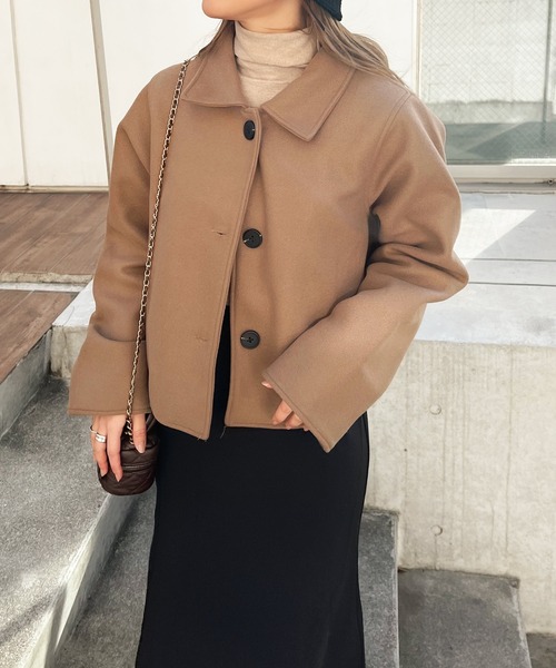 Lamoa（ラモア）の「Lamoa/ショート丈 ジャケット コート（テーラードジャケット・レディース・ブラック/ブラウン・MEDIUM/LARGE）」の17枚目の写真