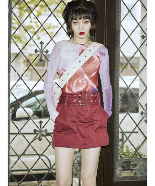 jouetie(ジュエティ)の「ネガシアーフィットトップス(Tシャツ/カットソー・レディース・ピンク/ブラック/パープル・MEDIUM)」の5枚目の写真