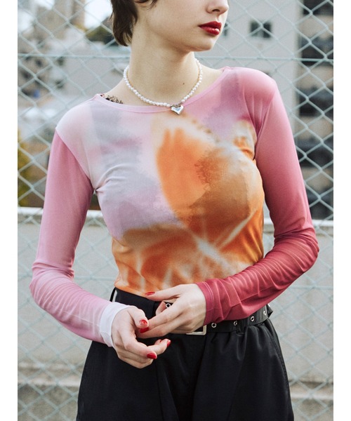 jouetie(ジュエティ)の「ネガシアーフィットトップス(Tシャツ/カットソー・レディース・ピンク/ブラック/パープル・MEDIUM)」の3枚目の写真