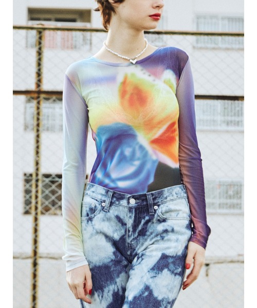 jouetie(ジュエティ)の「ネガシアーフィットトップス(Tシャツ/カットソー・レディース・ピンク/ブラック/パープル・MEDIUM)」の2枚目の写真