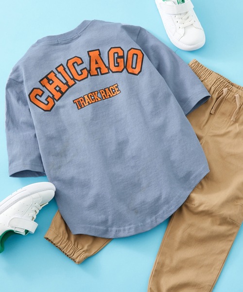 SHISKY（シスキー）の「SHISKY / シスキー 柄込み ラウンドヘム カットソー キッズ 7分袖（Tシャツ/カットソー・キッズ・ブラック系/グレー系/ベージュ系/チャコール/サックスブルー/オレンジ系/ダークグリーン/オフホワイト/ホワイト系2/ホワイト系1/ダークグリーン系/ホワイト系/ベージュ/オレンジ/ブラック/ネイビー・140/120/130/110/160/150）」の14枚目の写真