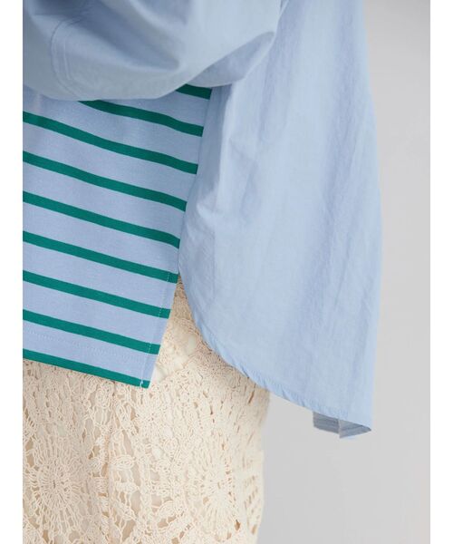 AMERICAN HOLIC(アメリカンホリック)の「袖ボリューム異素材ボーダーポンチプルオーバー(Tシャツ/カットソー・レディース・アイボリー/ブルー/イエロー/サックスブルー・M/L)」の11枚目の写真