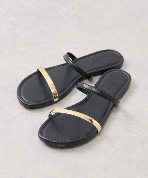 RIVE DROITE(リヴドロワ)の「シンプルデザインにメタリックが映える/メタリックラインサンダル(サンダル・レディース・ブラック/ベージュ・S/M/L)」の7枚目の写真