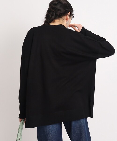 DRESKIP(ドレスキップ)の「◆【サイドスリットで大人の抜け感】レーヨン ニットカーディガン(カーディガン/ボレロ・レディース・ナチュラル/ブラック/黄緑系/ライトグレー・00)」の5枚目の写真