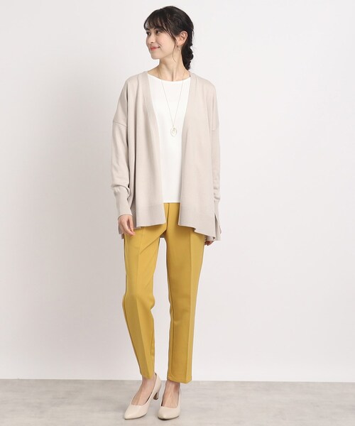 DRESKIP(ドレスキップ)の「◆【サイドスリットで大人の抜け感】レーヨン ニットカーディガン(カーディガン/ボレロ・レディース・ナチュラル/ブラック/黄緑系/ライトグレー・00)」の6枚目の写真