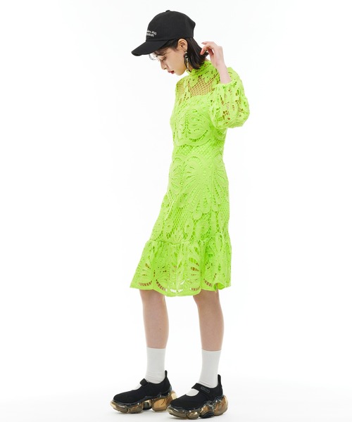 Narcissus(ナルシス)の「【Narcissus】レースメッシュワンピース(ワンピース・レディース・ホワイト/ライム・FREE)」の10枚目の写真