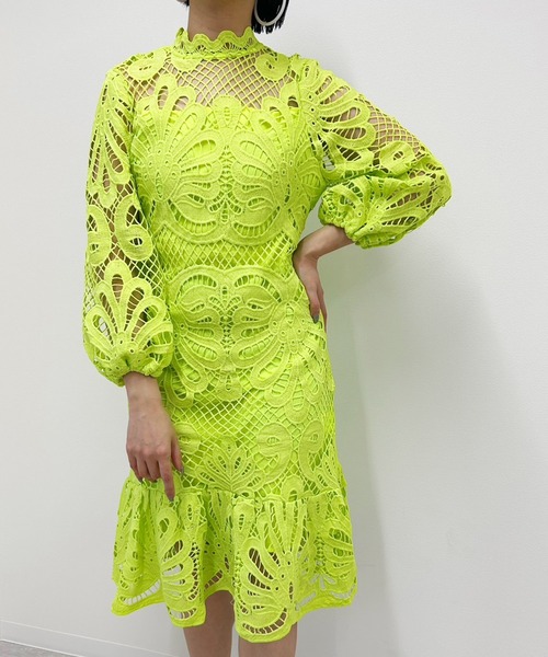 Narcissus(ナルシス)の「【Narcissus】レースメッシュワンピース(ワンピース・レディース・ホワイト/ライム・FREE)」の19枚目の写真