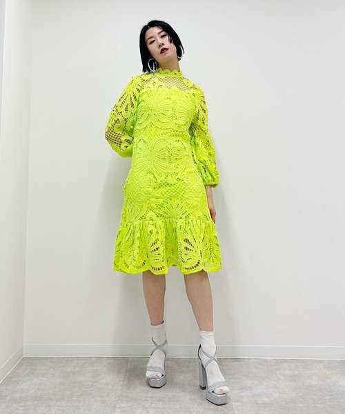 Narcissus(ナルシス)の「【Narcissus】レースメッシュワンピース(ワンピース・レディース・ホワイト/ライム・FREE)」の8枚目の写真