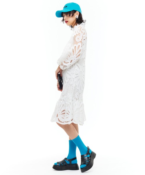 Narcissus(ナルシス)の「【Narcissus】レースメッシュワンピース(ワンピース・レディース・ホワイト/ライム・FREE)」の18枚目の写真