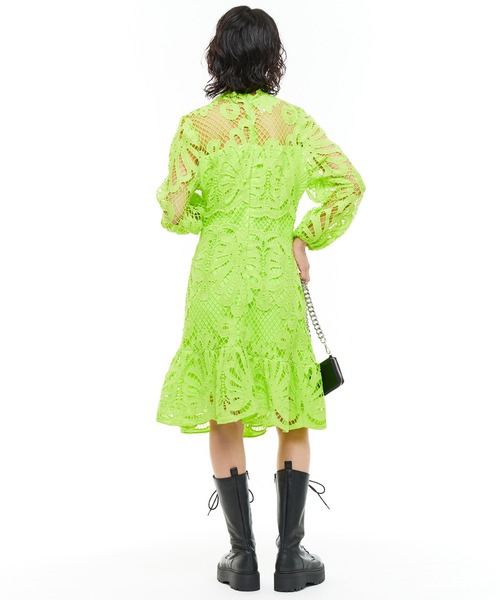 Narcissus(ナルシス)の「【Narcissus】レースメッシュワンピース(ワンピース・レディース・ホワイト/ライム・FREE)」の12枚目の写真