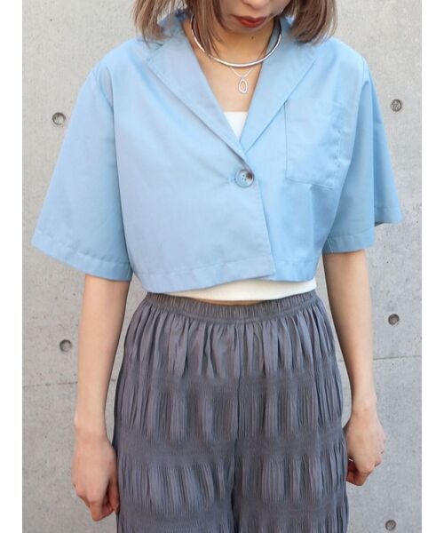 EMODA（エモダ）の「オープンカラーポケットシャツ（シャツ/ブラウス・レディース・ブルー/ブラック/ホワイト・FREE）」の11枚目の写真