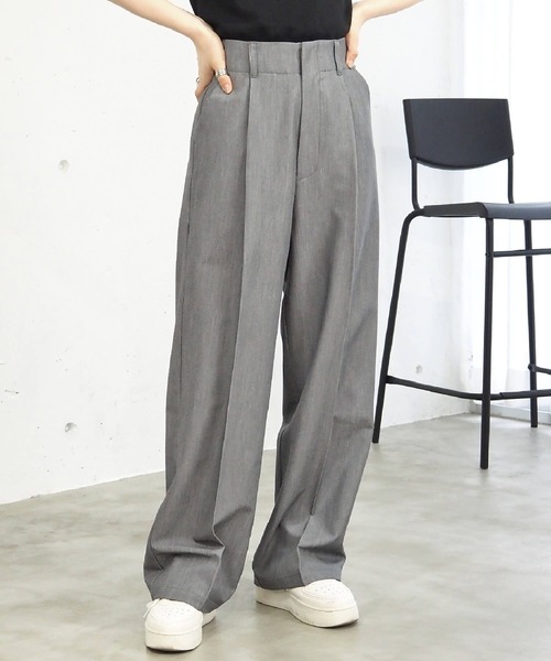 tiptop(ティップトップ)の「【3サイズ展開/web限定アイテム】センタープレスワイドパンツ(スラックス・レディース・ブラック/グレー/チャコールグレー/ライトベージュ/A/B・M/S/L)」の3枚目の写真